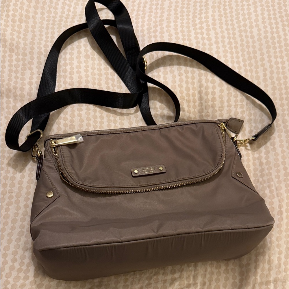 Tutilo Taupe Convertible Bag with Black Strap